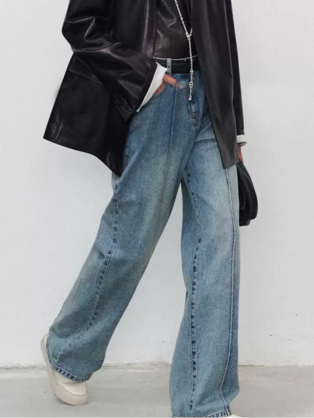 Wide Leg High-Rise Blue Jeans for Women